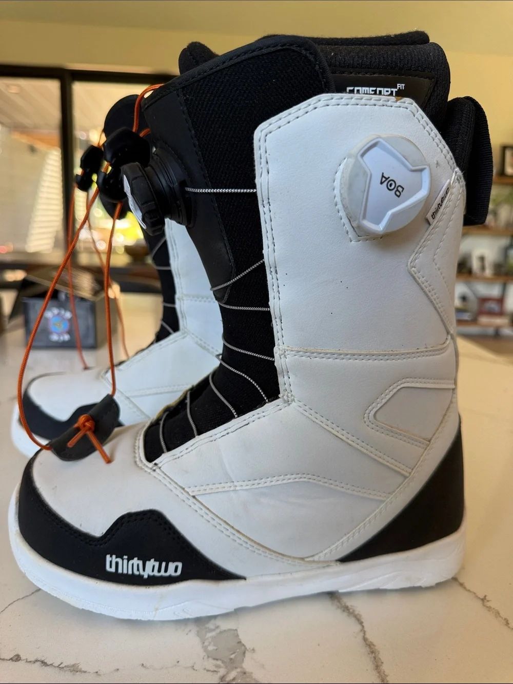 ThirtyTwo Snowboard Boots in White, Black & Orange Boa